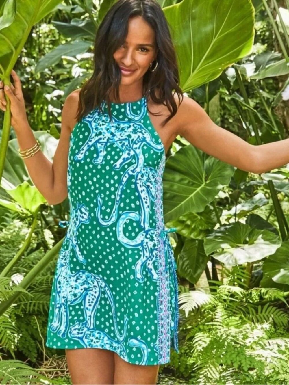 Lilly Pulitzer Pearl dress Romper jumpsuit On the Prowl panther jungle green 2